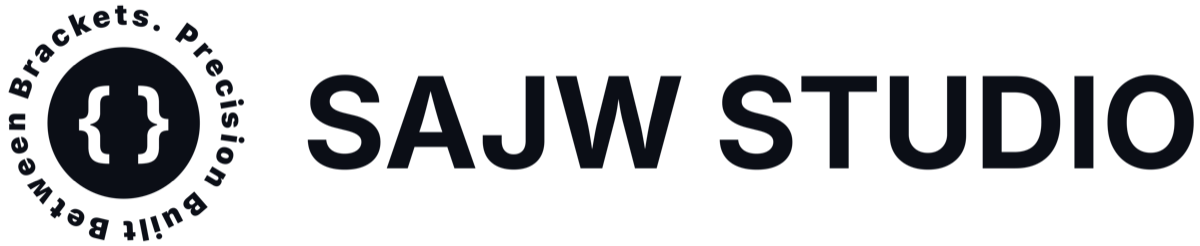 SAJW Studio wordmark, dark variant